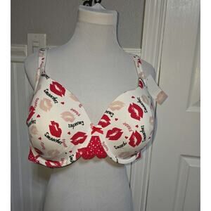 NWT Cacique Bra 42C Plunge Cotton Boost Plunge Back smoother Kisses Smooches